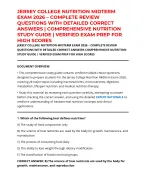 JERSEY COLLEGE NUTRITION MIDTERM EXAM 2026 – COMPLETE REVIEW QUESTIONS WITH DETAILED CORRECT ANSWER