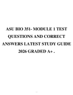 ASU BIO 351- MODULE 1 TEST QUESTIONS AND CORRECT ANSWERS LATEST STUDY GUIDE 2026 GRADED A+ .
