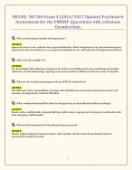 NR548/ NR 548 Exam 4 (2026/2027 Update) Psychiatric Assessment for the PMHNP |Questions with solutions Chamberlain.