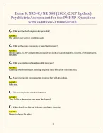 Exam 4: NR548/ NR 548 (2026/2027 Update) Psychiatric Assessment for the PMHNP |Questions with solutions- Chamberlain.