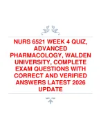 NURS 6521 – Week 4 Advanced Pharmacology Quiz Study Guide, Walden University Latest Update (2026)