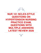 NUR 101 – NCLEX-Style Hypertension Nursing Practice Questions Study Guide Latest Review (2026)