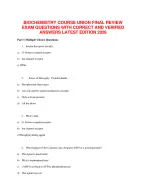 Biochemistry Course Union Final Review Exam Comprehensive Study Guide with Practice Questions