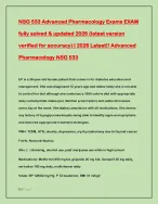 NSG 533 Advanced Pharmacology Exams EXAM