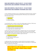 NGN HESI MENTAL HEALTH RN V1, V2 &V3 EXAM QUESTIONS AND ANSWERS TESTBANK 2024-2025