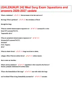 Galen NUR 242 Med Surg Exam 3 Questions & Verified Answers 2026/2027 Update | Study Guide