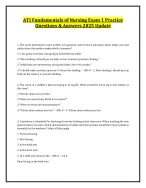 ATI Fundamentals of Nursing Exam 1 Practice Questions and Answers 2025 ...