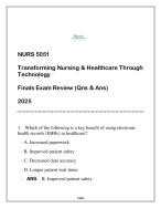 NURS 5051 (Transforming Nursing & HC Through Tech) Finals Exam Review (Qns & Ans) 2025.