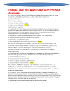 Pharm Final 100 Questions with verified Answers Graded A+