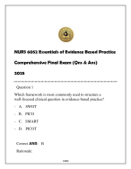 NURS 6052 Essentials of EBP Comprehensive Final Exam 2025 (With Solns