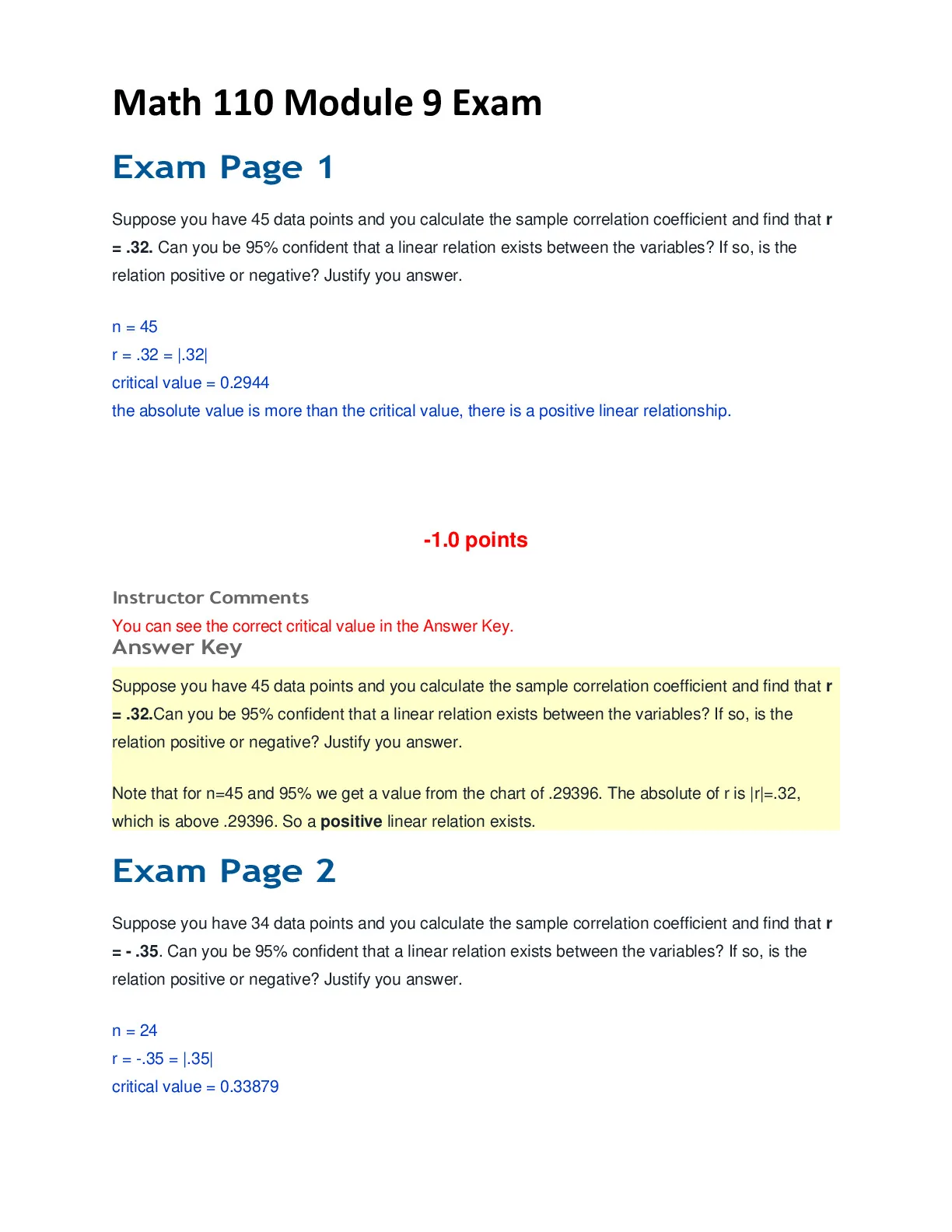 MATH 110 Module 9 Exam (New)(2024): Portage Learning (QUESTIONS and ...
