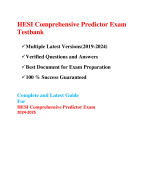 HESI Comprehensive Predictor Exam Testbank(Questions & Answers, 2024-2025)