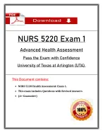 NURS 5220 Health Assessment Exam 1 | Revised Questions and Verified Answers