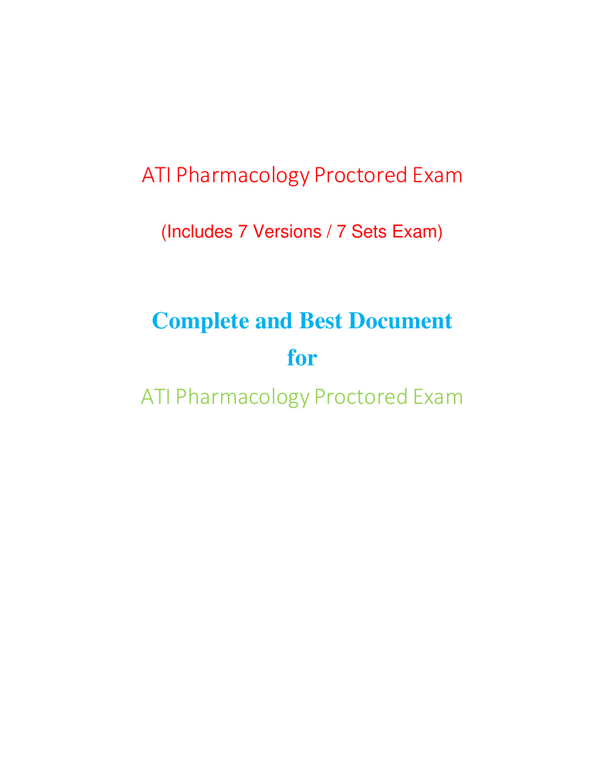 ATI Nutrition Proctored Exam NGN 2025 (6 New Versions, 2025/2025