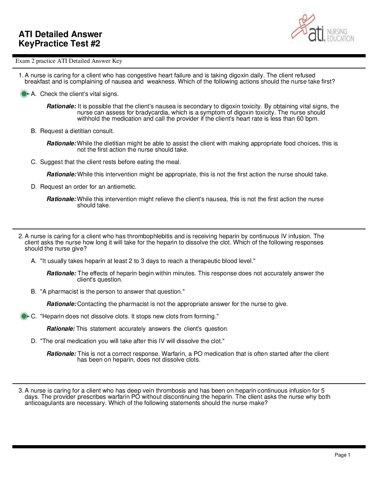 Exam 2 practice ATI Detailed Answer Key - DocMerit
