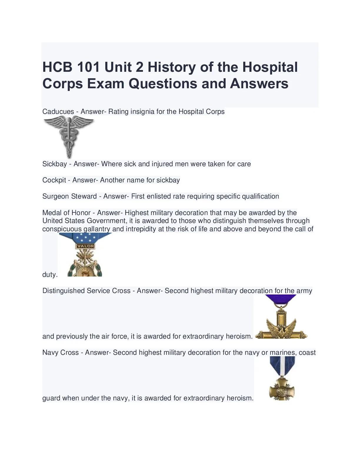HCB Exam Bundle - DocMerit
