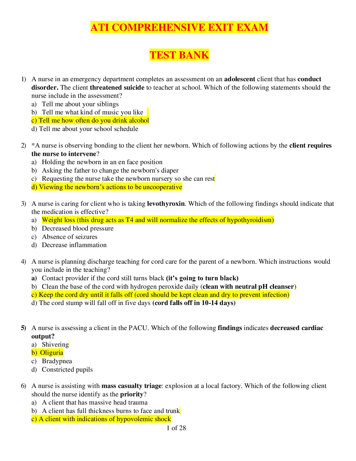 ATI Comprehensive Exit Exam Bundle 2024 ATI COMPREHENSIVE EXIT EXAM