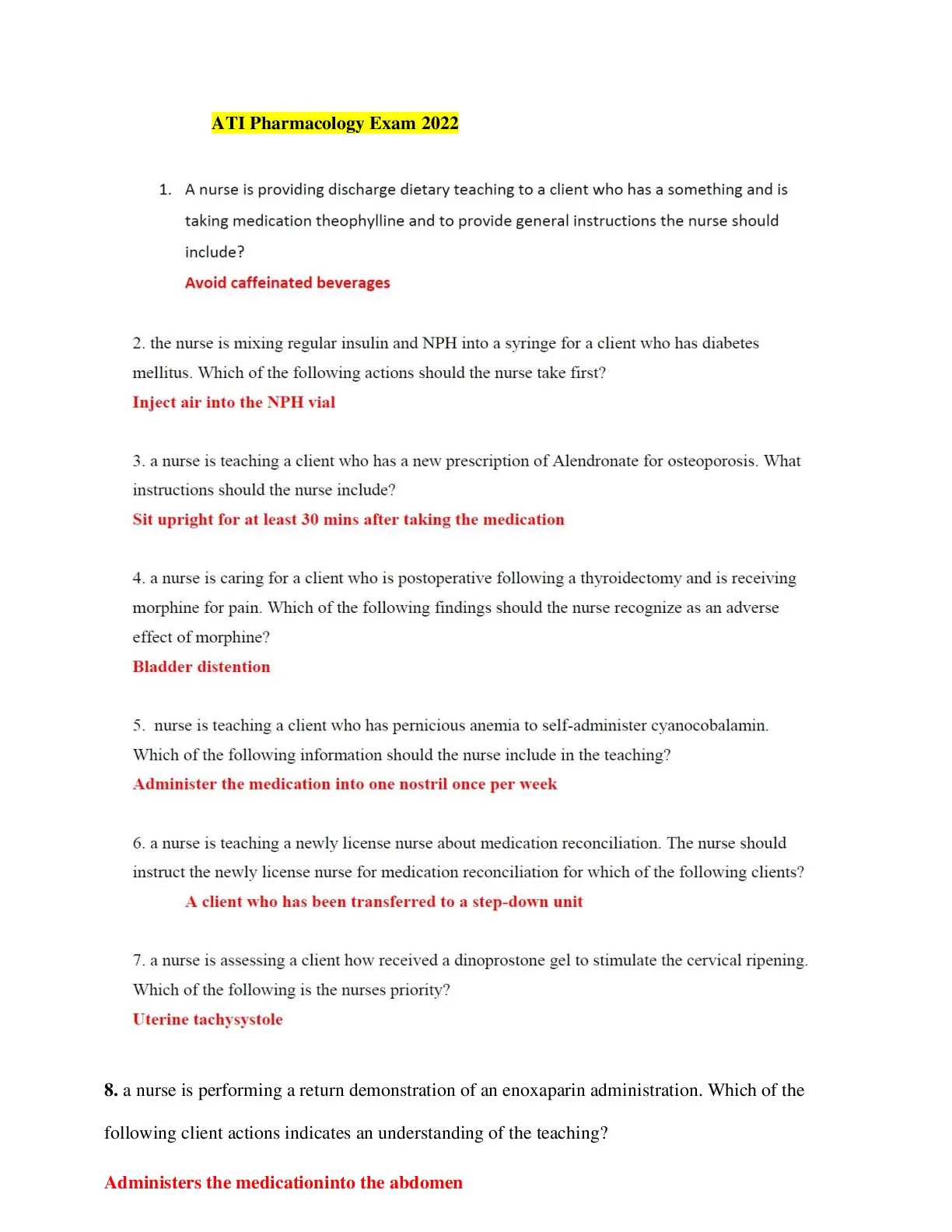 ATI Pharmacology Proctored Exam 2022 (Updated-2024, 100% Correct ...