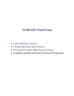 NURS 6551 Final Exam (5 Versions, 250 Q & A, Latest-2025/ 2026) / NURS 6551N Final Exam / NURS6551 Final Exam / NURS-6551N Final Exam: Walden University | 100% Correct Q & A |