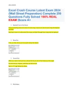 Excel Crash Course Latest Exam 2024  (Wall Street Preparation) Complete 250  Questions Fully Solved