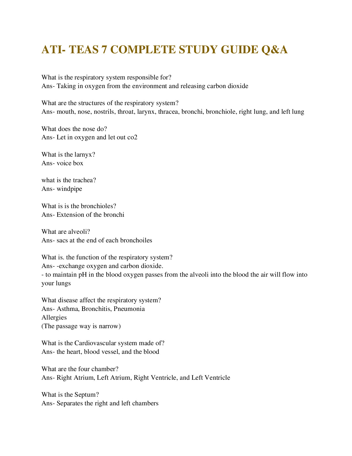 ATI- TEAS 7 COMPLETE STUDY GUIDE Q&A