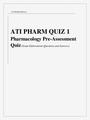 ATI PHARM QUIZ 1 Pharmacology Pre-Assessment Quiz Exam Elaborations Questions and Answers