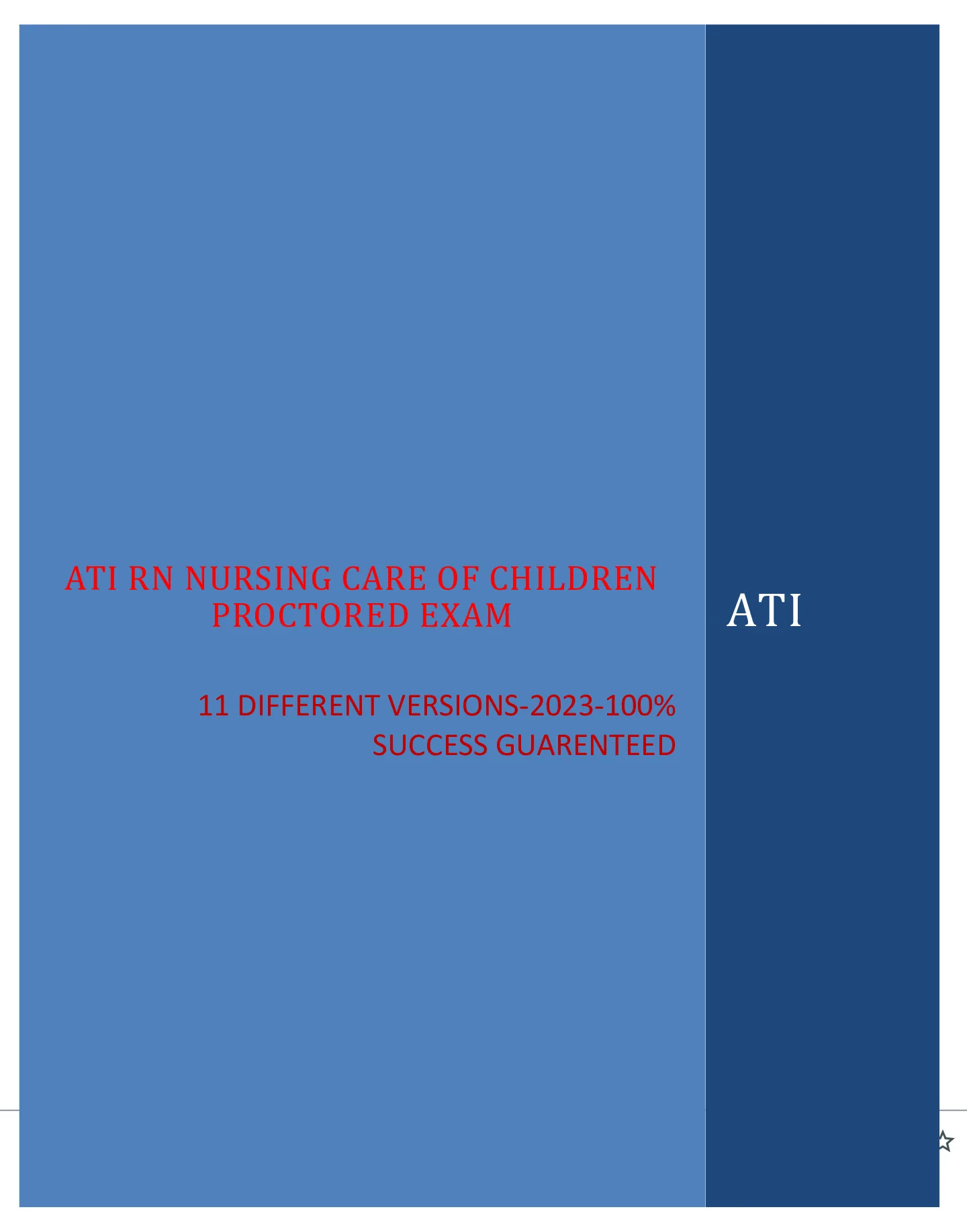 ATI RN NURSING CARE OF CHILDREN PROCTORED EXAM QUESTIONS AND ANSWERS ...