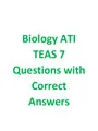 Biology ATI TEAS 7 Questions with Correct Answers