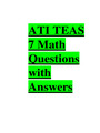 ATI TEAS 7 Math Questions with Answers - DocMerit