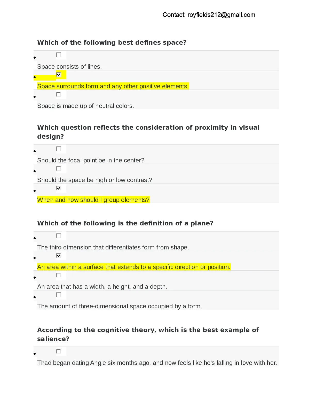 Visual Communication - Unit 1 Milestone 1 Questions and Correct Answers