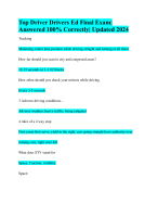 Top Driver Drivers Ed Final Exam| Answered 100% Correctly| Updated 2024