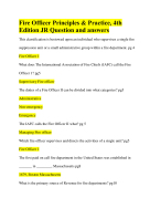 Fire Officer Principles & Practice, 4th Edition JR Question and answers Exam| Fire Officer|PRINCIPLE AND PRACTICES Exam| Ch 1-11 Exam|test review|Study Guide|State Test|IFSTA Fire Officer II