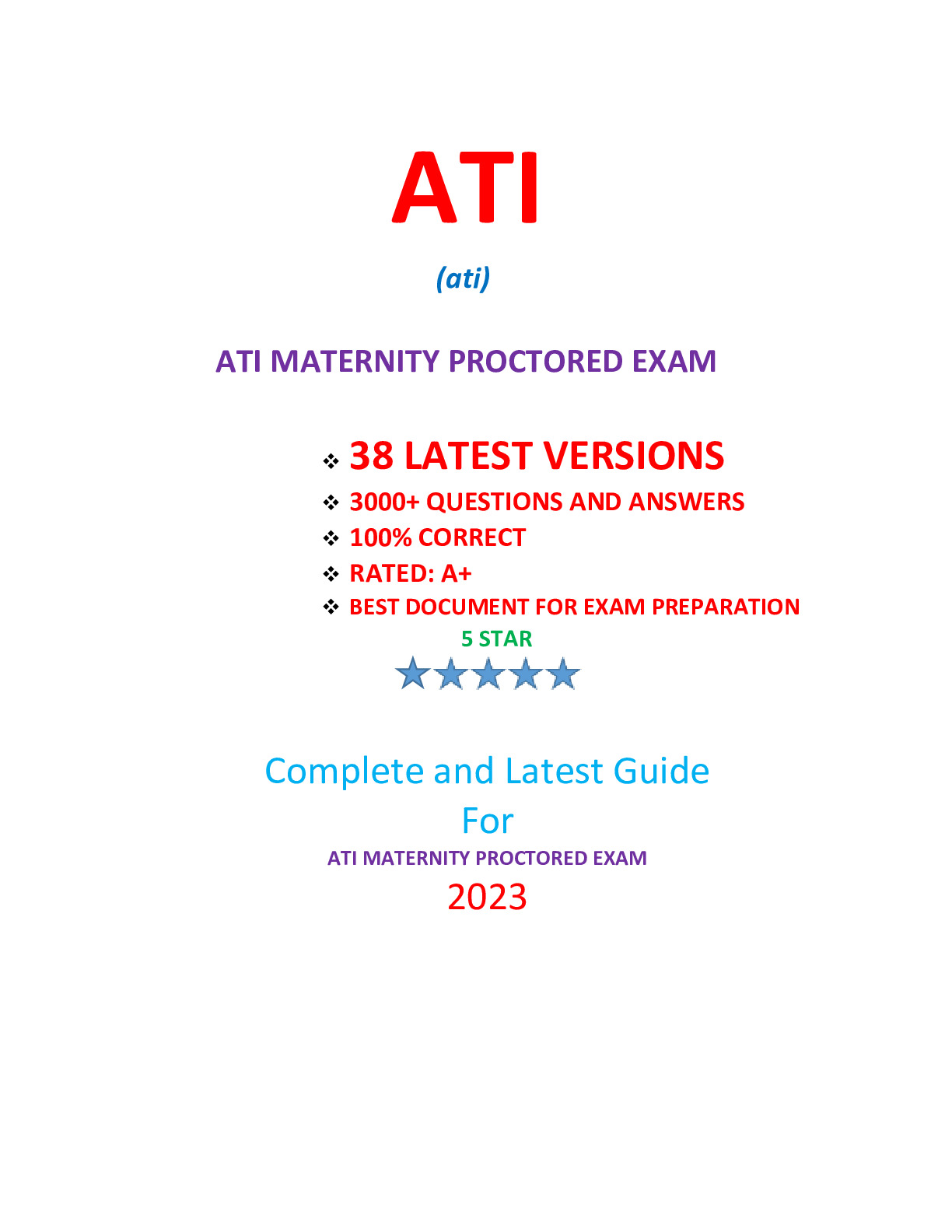 ATI MATERNITY PROCTORED EXAM (38 EXAM SETS)