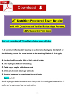 (2023 / 2024) ATI Nutrition Proctored Exam Retake (3 Different Version Exam) with Questions and Verified Rationalized Answers, 100% Guarantee Pass