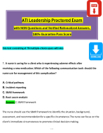 (2023 / 2024) ATI Leadership Proctored Exam (3 Different Version Exam) with NGN Questions and Verified Rationalized Answers, 100% Guarantee Pass