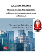 Solution Manual For Financial Markets and Institutions, 8th Edition by Anthony Saunders, Marcia