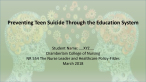 NR 554 Week 5 Assignment, Teen Suicide – Executive Summary PPT