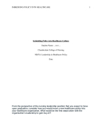 NR554 Week 5 Discussion Question, Imbedding Policy Into Healthcare Culture 2024/2025