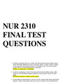 NUR 2310 FINAL TEST QUESTIONS