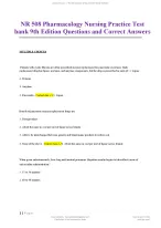 NR 508 Pharmacology Nursing Practice Test bank 9th Edition