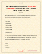 PRITE EXAM I & II Psychiatry Resident ACTUAL EXAM ALL 500 QUESTIONS and CORRECT ANSWERS LATES