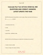 Colorado Post Test ALL 400 QUESTIONS AND - DocMerit