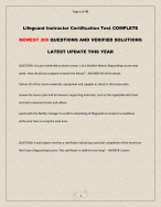 Lifeguard Instructor Certification Test COMPLETE NEWEST 200 QUESTIONS AND VERIFIED SOLUTIONS