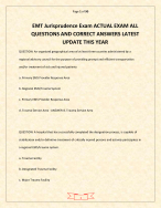 EMT Jurisprudence Exam ACTUAL EXAM ALL QUESTIONS AND CORRECT ANSWERS LATEST UPDATE THIS YEAR