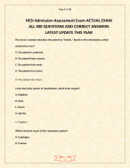 HESI Admission Assessment Exam ACTUAL EXAM ALL 300 QUESTIONS AND CORRECT ANSWERS LATEST UPDATE