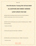 PCA-CFSS Worker Training TEST ACTUAL EXAM ALL QUESTIONS AND CORRECT ANSWERS LATEST UPDATE