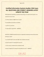 Certified Information Systems Auditor CISA Exam ALL QUESTIONS CORRECT ANSWERS LATEST UPDATE THIS