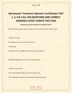 Wastewater Treatment Operator Certification TEST 1, 2, 3 & 4 ALL 350 QUESTIONS AND CORRECT ANSWERS