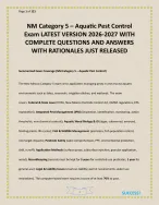 NM Category 5 – Aquatic Pest Control Exam LATEST  2026-2027 WITH COMPLETE QUESTIONS AND ANSWE