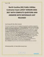 North Carolina (NC) Public Utilities Contractor Exam LATEST 2026-2027 WITH COMPLETE QUESTIONS